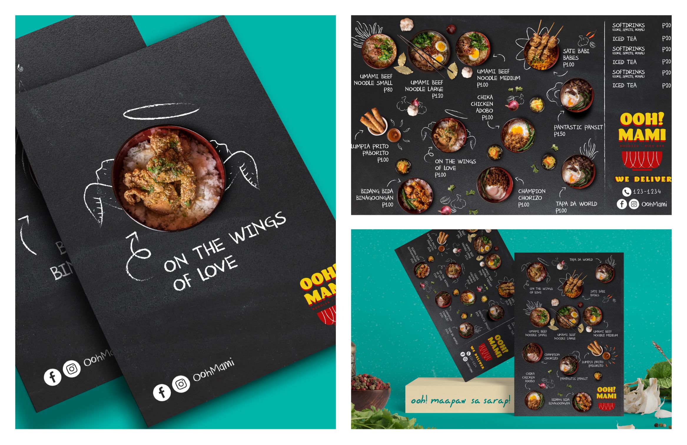 Images of menu design of the brand