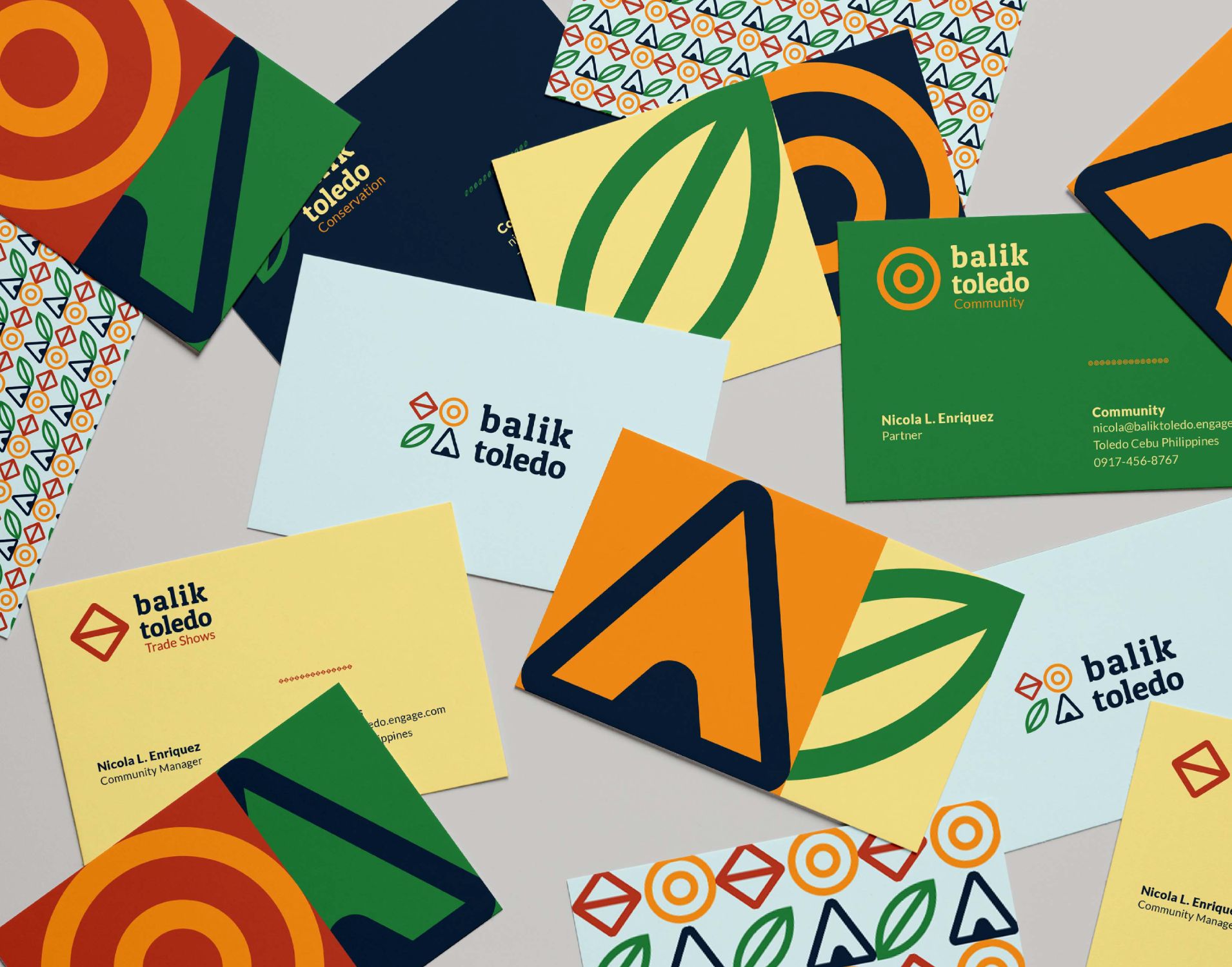 Business cards with illustrations icons that represents energy, home, sustainability and conservation